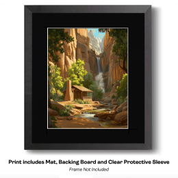 Grandfather's Waterfall Cabin Home art print